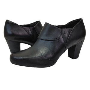 Clarks Bendables Ankle Leather Booties Black Size 8.5